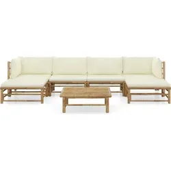 vidaXL 7-tlg. Garten-Lounge-Set mit Cremeweißen Kissen von vidaXL