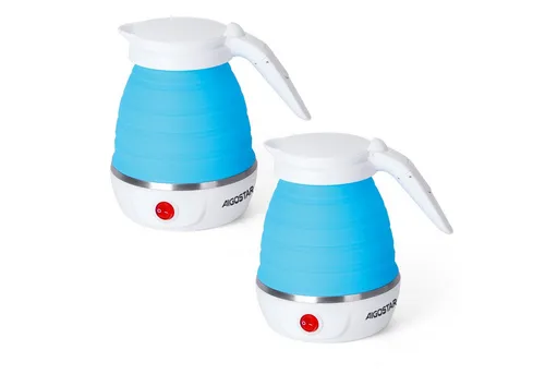 Aigostar Mini Faltbarer Wasserkocher - Wasserkocher aus BPA-freiem Silikon, 1000W Leistung, 600 ml Kapazität, mit automatischer Erhitzung und doppelter Sicherheitsfunktion, ideal für Reisen.