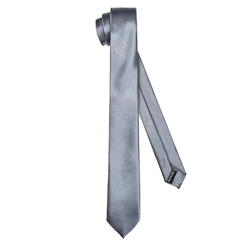 Ladeheid Klassische Herren Krawatte, glänzend, Perfekt für Büro & Festlichkeiten, Vielfältige Farben - Ideal für Geschäftsmeetings, Hochzeiten TMS-6 (150cm x 6cm, Graphite)