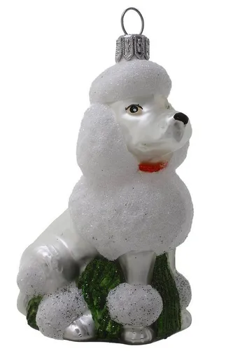 Hamburger Weihnachtskontor Christbaumschmuck Pudel weiß, mundgeblasen - handdekoriert