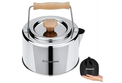 KingCamp Teekanne Teekessel 1,2L aus Edelstahl - Teekannen aus hochwertigem Edelstahl (18-8), ideal für Camping und Outdoor-Aktivitäten, mit praktischem Teesieb für perfekten Genuss.