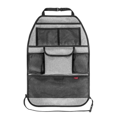 reer Autorücksitz-Organizer TravelKid Tidy - Rückenlehnen- & Utensilientaschen: Schmutzabweisend mit sieben Taschen für Ordnung im Auto und ideal für lange Fahrten mit Kindern.