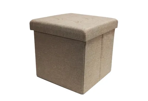 style home Sitzhocker faltbare Sitzbank mit Stauraum, 38*38*38cm (Aufbewahrungsbox mit Deckel, gepolstert Sitzwürfel Fußhocker, Sitztruhe aus Leinen), für Wohnzimmer Schlafzimmer, Warm Grey