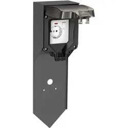 POXO Garten Steckdosensäule mit Erdspieß, Edelstahl, IP65 - Steckdosen & Zubehör – Robuste Gartensteckdose mit Schalter und Kontrollleuchte, ideal für wetterfeste Stromversorgung im Garten. Flexibler Erdspieß für einfache Installation.