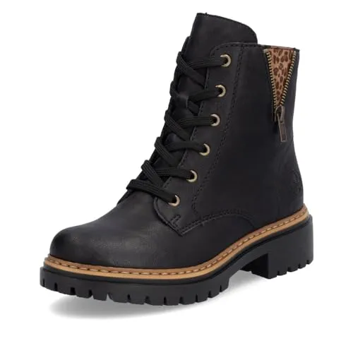 Rieker Damen Schnürstiefeletten 72617 - Wanderschuhe mit praktischem Reißverschluss und 4,6 cm Blockabsatz für optimalen Komfort und Stil beim Laufen.