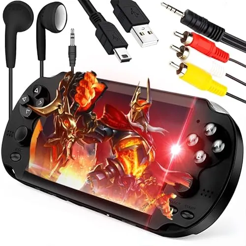 Retoo Handheld Spielkonsole, 5,1 Zoll HD-Display, Tragbare Retro Game Console mit 1000+ Spielen, SD-Kartenleser, Kopfhörer enthalten, ideal für Kinder & Erwachsene, Schwarz