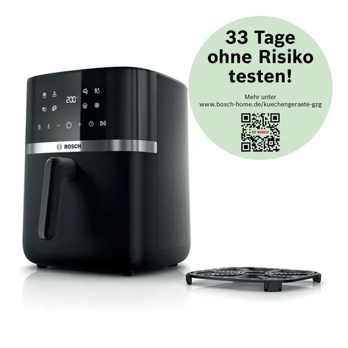 Bosch MAFS2462B Serie 4 Heißluftfritteuse - Kompaktfriteuse mit 6,1 L für bis zu 4 Portionen, bis zu 60% schneller kochen und 95% weniger Fett für gesündere, knusprige Gerichte.