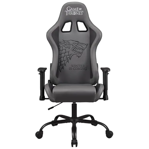 SUBSONIC Game of Thrones - Gaming Stuhl oder Bürostuhl, Gamer Sessel für Erwachsene, bequemer Sitz, integrierte Kopfstütze, Armlehnen und Höhe verstellbar, ergonomische Rückenlehne - Schwarz.
