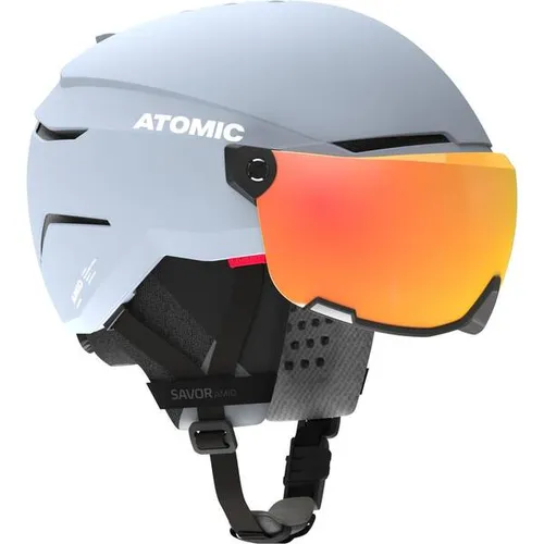 Atomic Savor Amid Visor HD Skihelm 59-63 - Damen Skihelme mit AMID-Technologie für bis zu 40% höheren Aufprallschutz. Integriertes HD Visier verbessert Sicht und Komfort für Brillenträger.