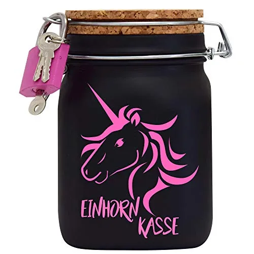 Spardose Einhorn Kasse Geld Geschenk Idee Schwarz L
