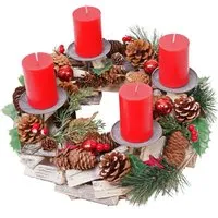 MCW Adventskranz MCW-H49 - Adventskranz aus Holz, handgearbeitet mit 4 Kerzenhaltern, verleiht Ihrem Zuhause eine festliche Atmosphäre und ist langlebig für viele Weihnachtszeiten.