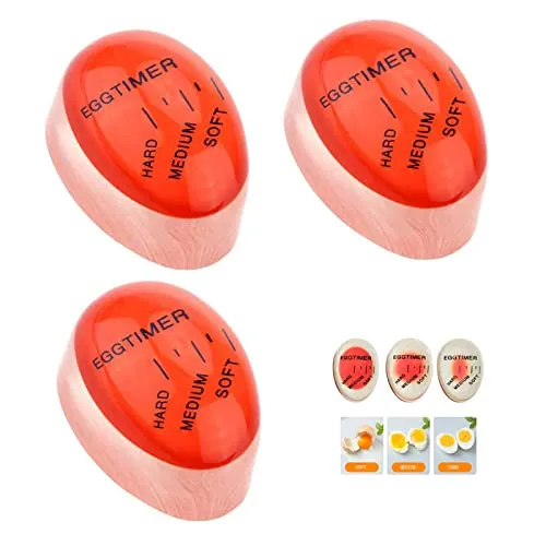 Egg Timer 3 PCS Eieruhr Farbe Rot Egg Timer Wärmeempfindliche Veraenderung Eierkocher Wählen Sie Die Reife Der Eier Nach Temperatur und Zeitänderungen zum Kochen von Eiern