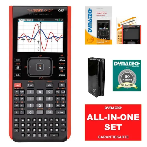 Grafikrechner TI-Nspire CX II T CAS Rechner im SET mit Folie, Garantie und Buch