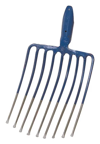 Idealspaten Steingabel 9 Zinken mit Federdülle - Hochwertige Gabel für effektives Arbeiten im Garten, ideal zum Lockern und Belüften von Erde dank der 9 robusten Zinken und der praktischen Federdülle.