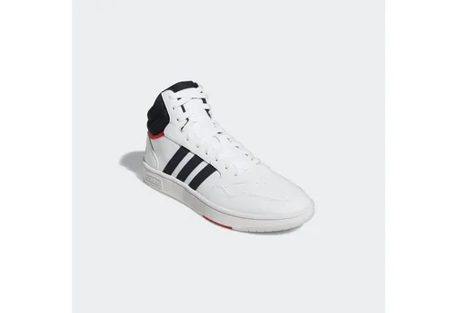 adidas Hoops 3.0 Sneaker Herren, Größe 44 - Knöchelhohe Kunstleder-Sneaker mit gepolstertem Textilschaft und optimaler Ventilation durch Perforationen; ideal für Sport und Freizeit.