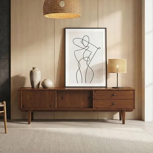 IDIMEX Lowboard Simona, 175 cm aus Massivholz - Stylisches TV Lowboard mit 2 Schiebetüren und 2 Schubladen. Aus stabilem Kiefernholz gefertigt, bietet es viel Stauraum und sorgt für eine aufgeräumte Wohnatmosphäre.