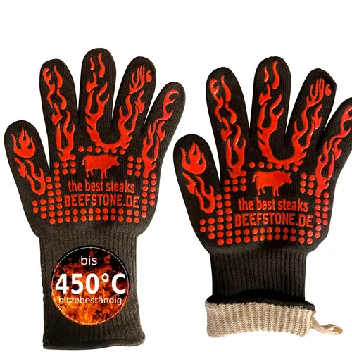 Feuerfeste Handschuhe BBQ - Grillhandschuhe by Beefstone - bis 450°C hitzebestän