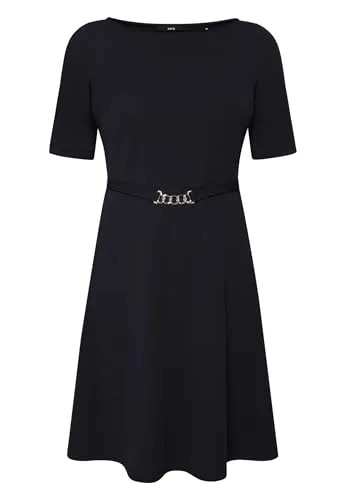 Produktbild zero Damen Jerseykleid mit Gürtel 34, Patch Cream/Dark Blue