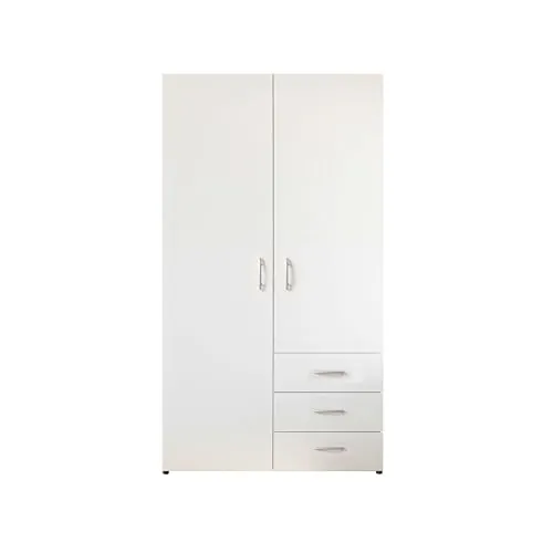 HARRY Kleiderschrank Weiß - 2-türiger Drehtürenschrank mit modernem Design - Drehtürenschrank mit viel Stauraum und zeitlosem, minimalistischen Design, ideal für verschiedene Einrichtungsstile. Leichte Montage für Anfänger.