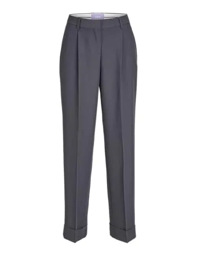JJXX Bügelfaltenhose in Grau - 1-tlg - Stoffhosen aus 79% recyceltem Polyester, High Waist Design und eleganten Falten für einen stilvollen Look. Ideal für Büro und Freizeit.