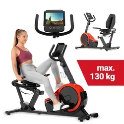 Hop-Sport Liegeergometer HS-060L - Liegeheimtrainer mit 15 kg Schwungmasse, 8 Widerstandsstufen, ideal für Senioren bis 130 kg, mit LCD-Display und Transportrollen