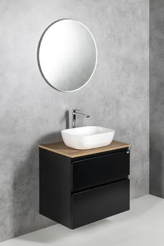 ALTAIR Unterschrank 77,5x60x45cm, schwarz matt - Moderner Waschtischunterschrank in elegantem Schwarz. Mit Soft Close Funktion und zwei geräumigen Schubladen für eine praktische Aufbewahrung. Ideal kombinierbar mit Hochschränken der ALTAIR-Serie.