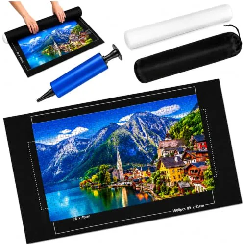 KRUMAD Puzzleunterlage Rollmatte zum Aufbewahren für 1000 Teile, Puzzle Pad 66 cm x 117 cm, Puzzlebrett Weiche Filzmatte, Puzzle Matte Roll aus Filz, Puzzleteppich, Praktisches Zubehör, Tischschutz