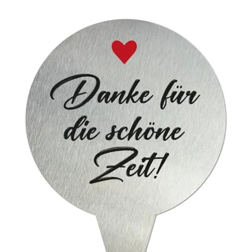 younikat Edelstahl Grabschmuck 16 cm rund Danke