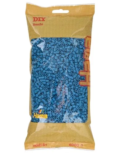 Hama Midi Perlen In Beutel, 6.000 Stück. Petrol Blau/Mineralölblau