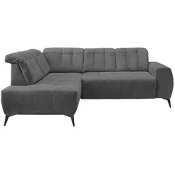Livetastic Ecksofa, Anthrazit, Textil, Uni, 4-Sitzer, Ottomane links, L-Form, 261x200 cm, Made in EU, Typenauswahl, Stoffauswahl, seitenverkehrt erhältlich, Rücken echt, USB-Anschluss, elektrischer Sitzvorzug, USB-C-Anschluss, Wohnzimmer, Sofas & Couches, Wohnlandschaften, Ecksofas