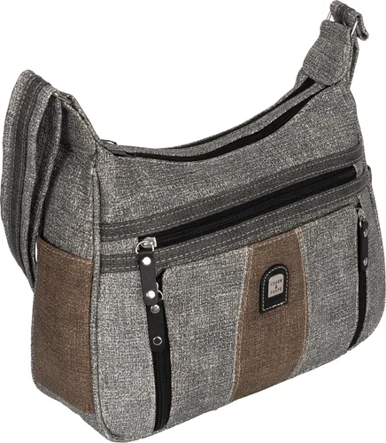 Damen Schultertasche GRAU - EAAKIE Umhängetasche - Umhängetasche aus pflegeleichtem Kunstleder mit zwei großen Hauptfächern, ideal für Freizeit, Schule und Reisen. Maximale Flexibilität dank verstellbarem Umhängegurt.