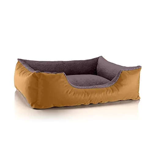 BedDog Hundebett Teddy - Ergonomisches Hundesofa aus Cordura und Microfaser-Velours - Hundebett für drinnen und draußen, mit extra hohem Rand für optimalen Komfort und Gelenkschutz. Pflegeleicht mit abnehmbarem, waschbarem Bezug.