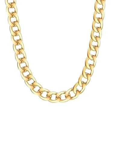Lulu & Jane Damen Kette aus Metall - Gelbvergoldet 14 Karat - Ketten für Damen im trendigen Chunky-Chain-Design, 47 cm lang mit 5 cm Verlängerung, strahlt in hochglanzpolierter Oberfläche und ist perfekt für jeden Anlass.