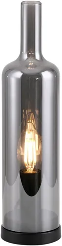 JUST LIGHT LED Tischleuchte BOTTLE - Elegante Flaschenform - Die Tischleuchte BOTTLE in stilvollem Rauchglas setzt dekorative Akzente. Sie ist ideal für individuelle Leuchtmittelwahl bis 25 Watt und ergänzt perfekt jeden Wohnstil.