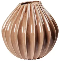 Broste Copenhagen Wide Vase Fawn braun M 25cm - Elegante, reaktiv glasierte Keramikvase mit einem einzigartigen Farbspiel. Perfekt für Ihre Blumenarrangements oder als stilvolles Deko-Element in jedem Raum.