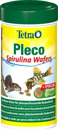 Tetra Pleco Algae Wafers - Fischfutter mit Spirulina-Algen für algenweidende Bodenfische, 250 ml Dose