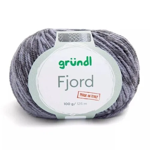 GRÜNDL WOLLE FJORD 100 g MAUSGRAU ANTHRAZIT NORWEGERMUSTER STRICKGARN