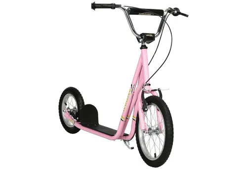 HOMCOM Scooter Kinderroller mit Bremsen Tretroller Cityroller Kinder Rosa, (1 tlg), L135 x B58 x H92-100 cm