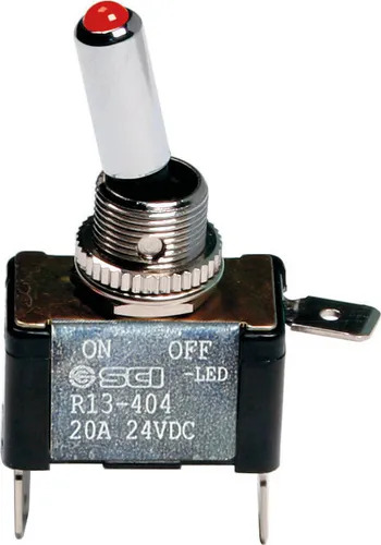 Hebelschalter, 2 Kontakte - 12/24V - Rot - 20A