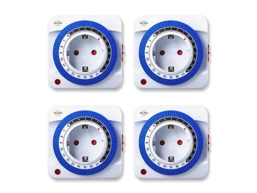 4er Set, Steckdosen mit mechanischer Zeitschaltuhr, Timer analog manuell, H 8cm