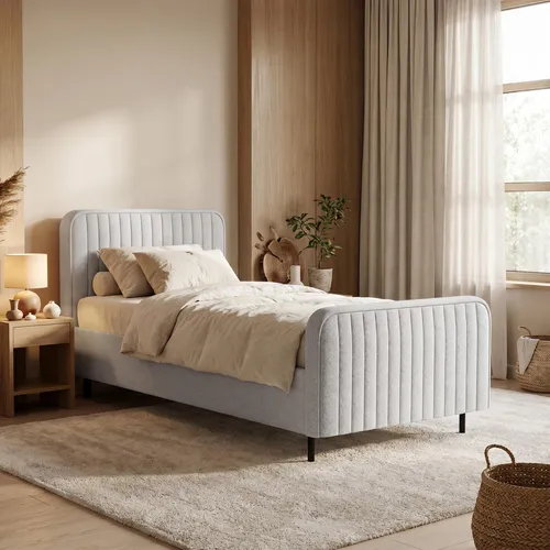 BEAUTYSOFA Polsterbett LAMI 90x200 cm – Modernes Einzelbett mit Bettkasten und Kopfteil