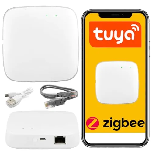 Sone Smart One Zigbee 3.0 Gateway mit LAN RJ45 – Kompatibel mit Tuya und Smart Life – Unterstützt bis zu 128 Geräte – Mesh-Netzwerk, Micro-USB, Inklusive LAN-Kabel – Kompaktes Design 90×90×15mm- HUB