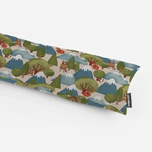 SCHÖNER LEBEN Zugluftstopper Wald Berge Fuchs Eule, 80cm - KUSCHELIG WARMES ZUHAUSE: Unser Zugluftstopper hält kalte Luft fern und sorgt für Gemütlichkeit. Handgefertigt aus 80% Baumwolle, ist er nicht nur praktisch, sondern auch ein stilvolles Deko-Element für jeden Raum.