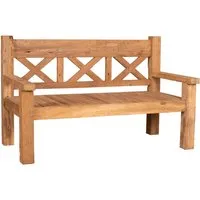 MR.DEKO Gartenbank Rustique Teak 160 cm - Sitzbänke - Robuste Teak Gartenbank für stilvolle Außenbereiche, wetterfest und langlebig, ideal für entspannte Momente im Garten.