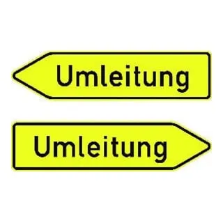 Adco Verkehrszeichen 454-40 Umleitung doppelseitig - Warn- & Hinweisschilder, 1250 x 350 mm mit RAL-Gütezeichen für hohe Sichtbarkeit und Sicherheit im Straßenverkehr.