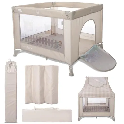 Lorelli Laufstall Reisebett My Place mit Dach und Fenster in beige von Lorelli