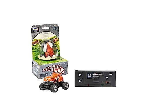 Revell Control Mini RC T-Rex I Ferngesteuerte Dinosaurier Autos für Kinder und Erwachsene I Mit 2,4 GHz Fernbedienung I Bis zu 5 km/h schnell I In Dino-Ei Verpackung I Ab 6 Jahren