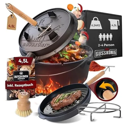 GUSSKÖNIG Dutch Oven Set 4,5L in schwarz von GUSSKÖNIG