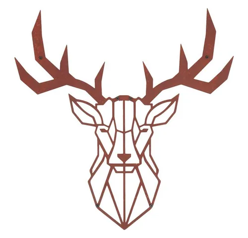 Hansmeier Wanddekoobjekt Wanddeko aus Metall, für Außen & Innen, Motiv Hirschkopf