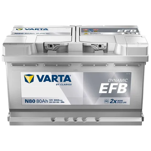 Varta EFB 12V 80Ah 800A Starterbatterie - Batterien: Hochleistungs-EFB-Batterie mit 800A Kälteprüfstrom, ideal für ALFA ROMEO, AUDI, BMW und mehr. Zuverlässige Energie für Ihr Fahrzeug!